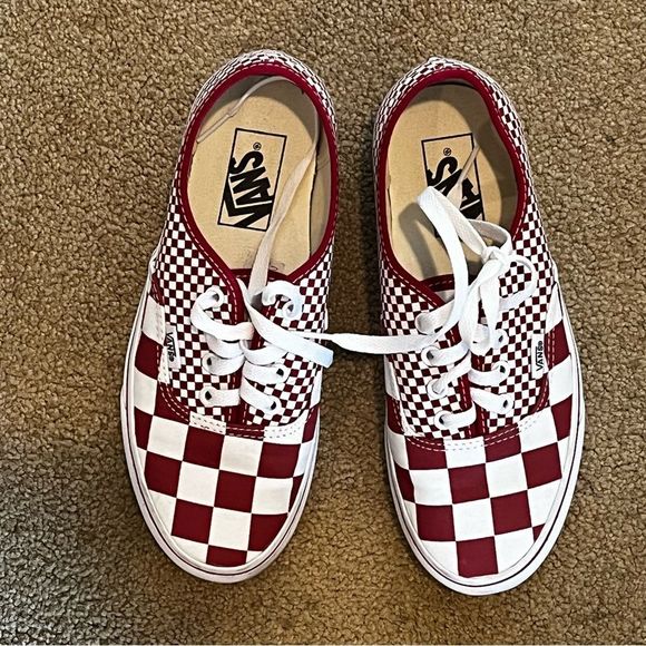 Vans Other - Vans Men's Authentic Checkerboard Red True White Shoes unisex M 6 W 7.5 Lace up.
